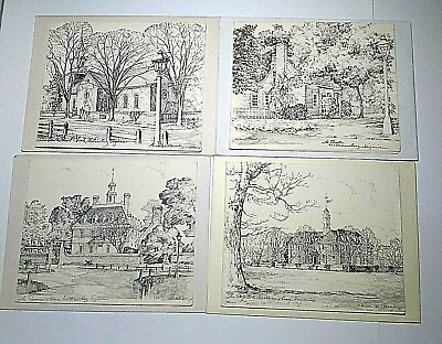 Charles H. Overly Antique Cards 4 Prints w Envelopes Virginia Architecture Art
