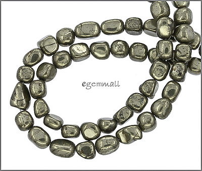 #ad 15.8quot; Golden Pyrite Tumble Nugget Beads ap.6 7mm #85380