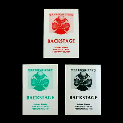 #ad Grateful Dead Backstage Pass Chicago Illinois Uptown 1981 2 262728 81 Griffin