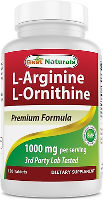 Best Naturals L Arginine L Ornithine 1000mg per Serving 120 Tablets