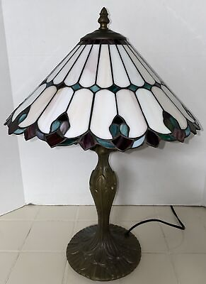 #ad Meyda Tiffany Style Stained Glass Tiffany Table Lamp MultiColor