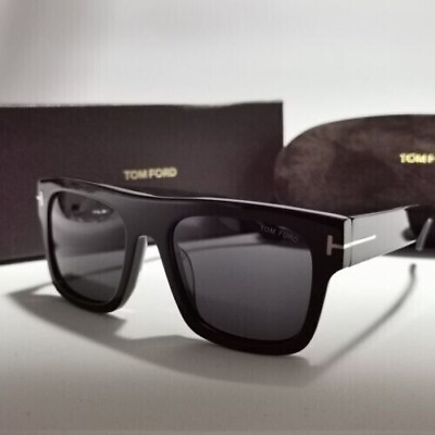 #ad #ad NEW Tom Ford Flat Top Sunglasses TF711 Fausto 01B Black 53 mm FT0711