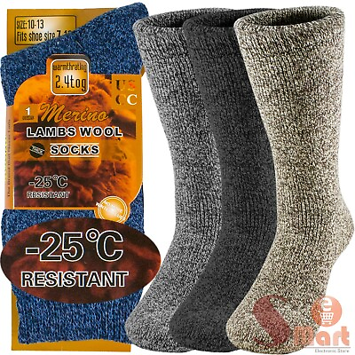 3 Pairs Winter Merino Lambs Wool Heavy Duty Thermal Boots Socks For Mens 10 13