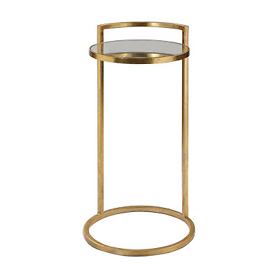 #ad Elegant Gold Mirrored Cantilever Ring Table Accent Round Vintage Style Drink
