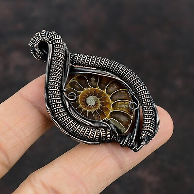#ad Ammonite Fossil Jewelry Copper Gift For Bridesmaid Wire Wrapped Pendant 2.36quot;