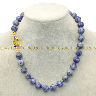 #ad Natural Blue Spot Stone Round Gemstone Beaded Jewelry 8 10 12mm Necklace 16 54#x27;#x27;