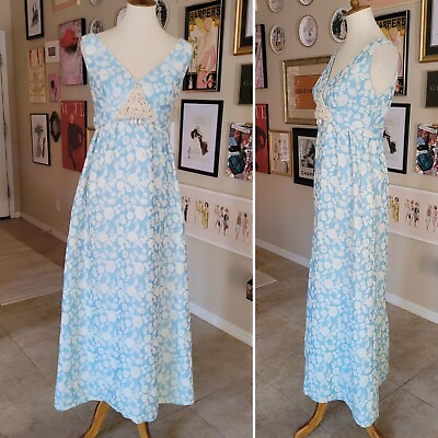 #ad 1960#x27;s Kent Originals for Neiman Marcus Blue Brocade Hostess Dress