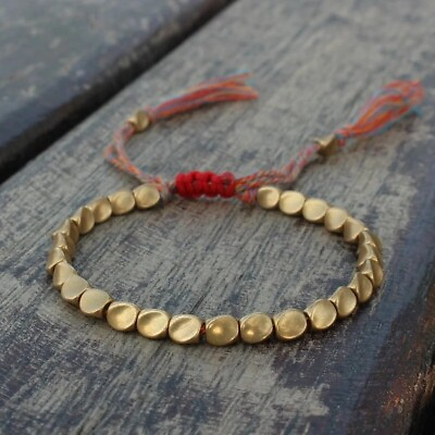#ad Handmade Tibetan Buddhist Copper Faceted Bead Cotton Lucky String Bracelet Gifts