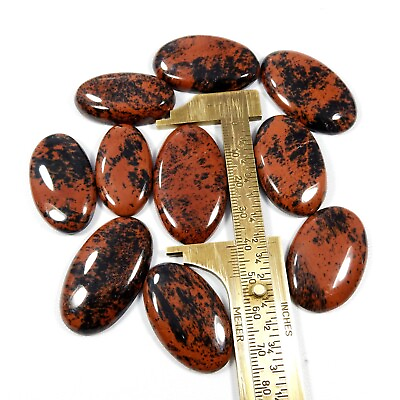 #ad Natural Red Mahogany Obsidian Cabochon Wholesale Lot 10Pcs Gemstone 350Cts MG 35