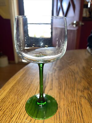 #ad #ad Vintage Luminarc Green 7 Inch Long Stem Wine Glass Stamped France Liquor