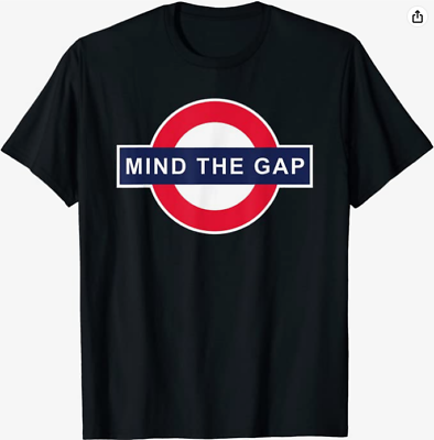 Official London Mind The Gap T Shirt Medium Underground Train Tubes Black M