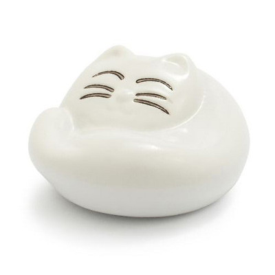 #ad 2 PCS. Japanese Ceramic Chopstick Rest Maneki Neko Sleeping Cat Made in Japan