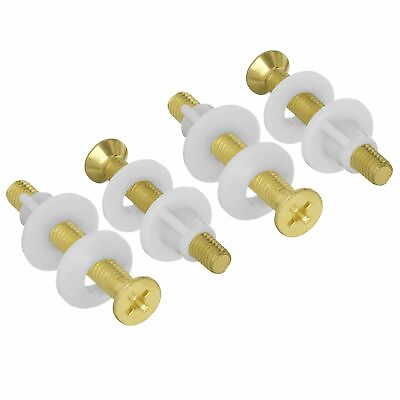 Wideskall 4 Pieces Brass Plated Toilet Seat Hinge Bolts Screw and Nut
