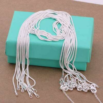 #ad 10PCS Wholesale 925 Sterling Solid Silver 1MM Snake Chain Necklace XXDC08