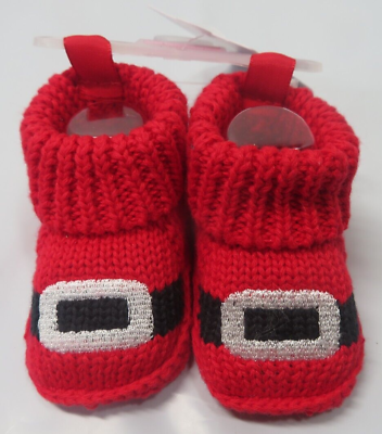 #ad NEW Carter#x27;s Newborn Christmas Cable Knit Santa Bootie Slippers Baby Soft Shoes