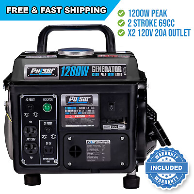 #ad Pulsar G1200SG Portable Gas Powered Generator with Carrying Handle 1200W