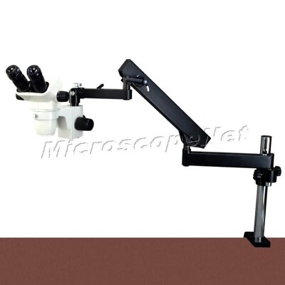 6.7 45X Zoom Stereo Binocular Microscope with Articulating Arm Heavy Post Stand