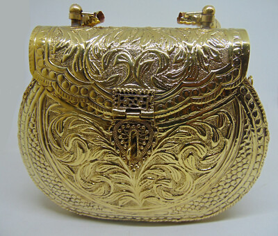 #ad Hand Carving Vintage Handmade Brass metal purse