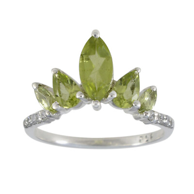 Peridot Fine Silver Ring Genuine Jewelry For Black Friday Gift US