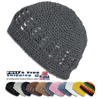 KUFI Crochet Beanie Unisex Cotton Skull Cap Knit Hat Man Women Brand New 633