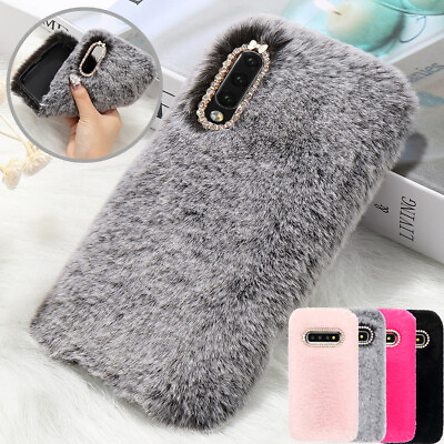 Luxury Bling Diamonds Furry Cosy Phone Cover Case For Samsung A20e A40 A50 A70