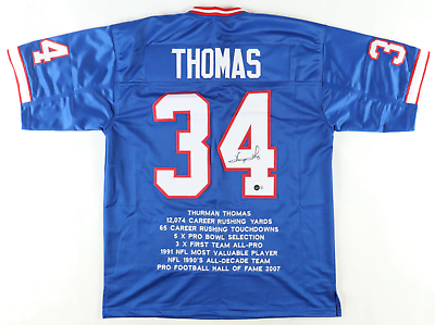 #ad #ad Thurman Thomas Signed Career Highlight Stat Jersey Beckett