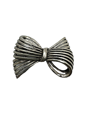 #ad vintage bow HAIR pin silver tone metal