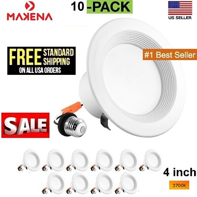 #ad 10Pack Retrofit Kit LED 65w Dimmable 4#x27;#x27; Recessed Ceiling Light Soft White 2700K