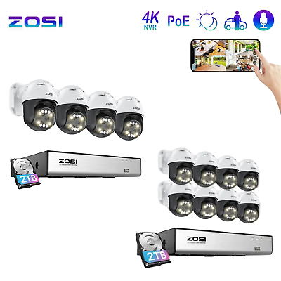 #ad ZOSI 8CH 4K 8CH NVR 5MP PT PoE Home Security Camera System AI Person Detection