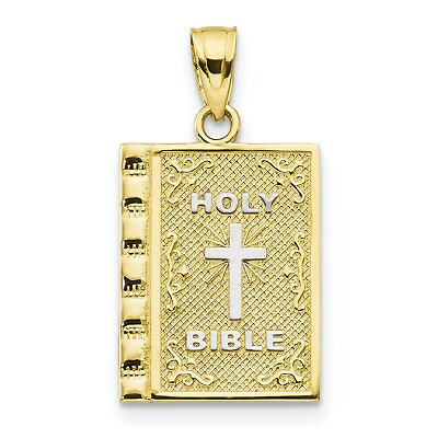 #ad 10k Yellow Gold Holy Bible Charm Pendant