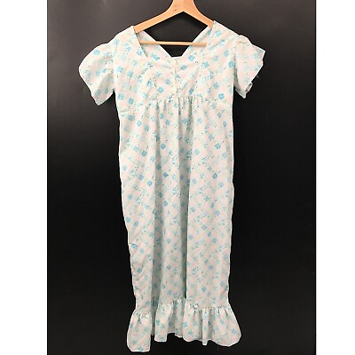 #ad vintage 70s Handmade nightgown cottagecore hollie hobbie dress blue floral M