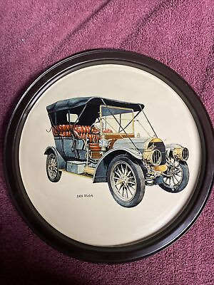 Vintage 1909 Welch Collectors Tin Plate Vintage Car Vintage Trucks Blue 11”