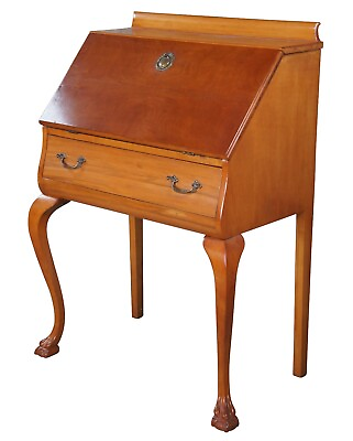 #ad Antique Chippendale Style Walnut Drop Front Secretary Ladies Writing Desk 30quot;