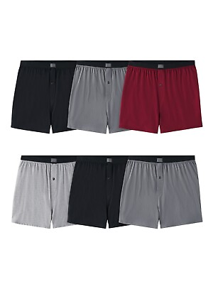 #ad 6 Pack Fruit of the Loom Men#x27;s Assorted Knit Boxers Soft Knit Fabric Sizes S 3XL