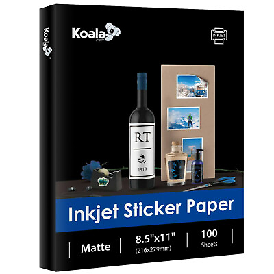 100 Full Sheets Label Koala Sticker Paper for Inkjet Laser Printers 8.5x11