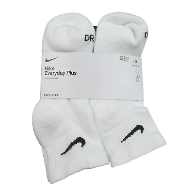 #ad Nike Everyday Plus Ankle Socks White 6 Pack Womens 6 10 Youth 5Y 7Y NEW