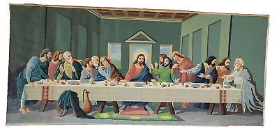 #ad The Last Supper 1960#x27;s quot;paint by numbersquot; 14quot; x 32quot; framed 17.5quot; x 35quot;