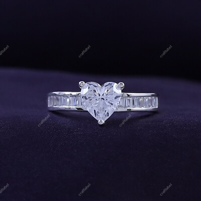 QVC Solitaire and Baguette Ring Simulated Diamond Sterling Silver Size 10
