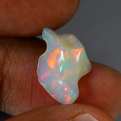 #ad 2.87Ct Fancy Water Clear 3D Multi Color Play Ethiopian Solid Welo Opal