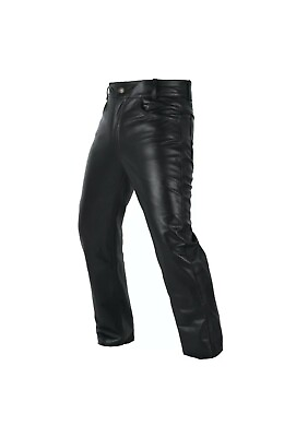 #ad The Biker#x27;Men#x27;s Genuine Leather Pant Jeans Style 5 Pockets Motorbike Black Pants
