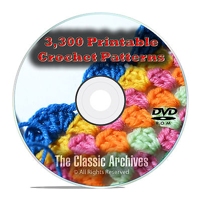 Learn to Crochet 3300 Printable Crochet Patterns amp; Guides Books PDF CD DVD E82