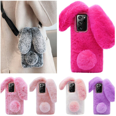 Cute Girly Phone Case for LG Nokia Soft Bunny Rabbit Fur Plush Fuzzy Fluffy Skin