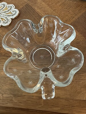 #ad Crystal Shamrock With Etched Stars Trinket Dish