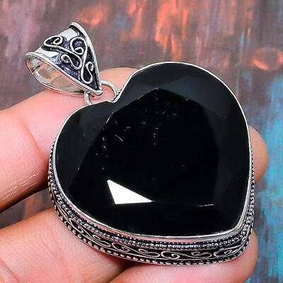 Black Spinel Gemstone Handmade Gift Jewelry Pendant 1.97quot; E847