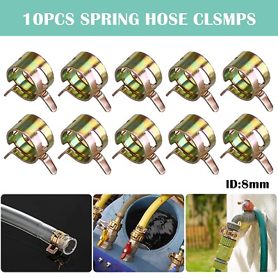 #ad 10PCS 8mm 5 16quot; Spring clip Fuel Oil Line Silicone Vacuum Hose Clamp