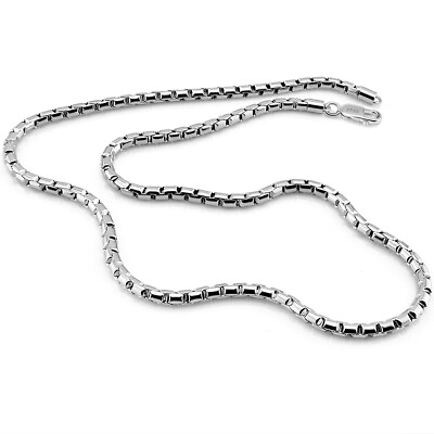 #ad Solid 925 Sterling Silver Box Chain Necklace Lobster Clasp 5mm for Men amp; Women