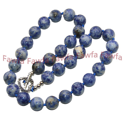 #ad New Natural Blue Spot Stone 8 10 12mm Round Gems Beaded Jewelry Necklace 18 58#x27;#x27;