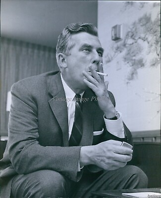 #ad 1959 Governor Robert Meyner Of Nj Smoking Cigarette Politics 8X10 Vintage Photo
