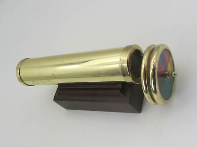 Vintage Brass 2 Wheel Kaleidoscope 9quot; with Wood Base Assorted images