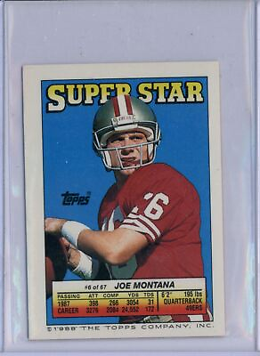 #ad 1988 Topps Super Star Sticker Back Cards Joe Montana Al Toon San Francisco